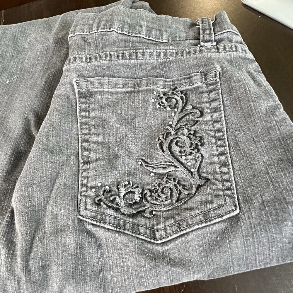 Lee Classic‎ Fit At The Waist Gray Jeans Embroidered Pocket Straight Women's 10